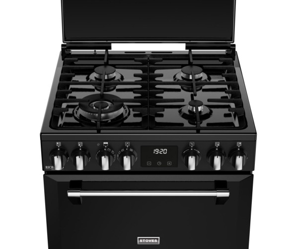 Zwarte gaspitten Stoves DX 60 DF met duurzame gietijzeren dragers