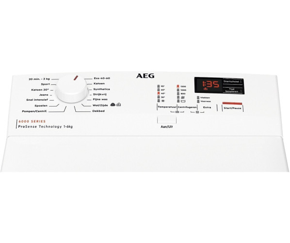 Aeg LTR6162 bovenlader wasmachine met 1200 toeren en 6 kg vulgewicht