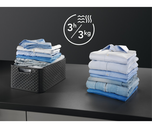 Ideaal: in 3 uur tijd kunt u 3 kg wassen en drogen !