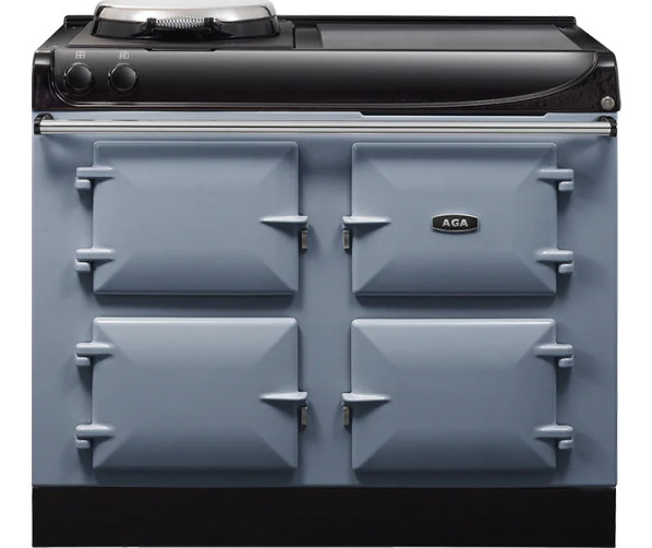 AGA eR3 110 inductie fornuis in Dartmouth Blue – vooraanzicht met gesloten deuren