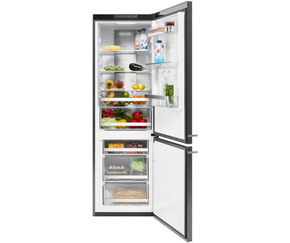 Fraai is het strakke design van de Atag KA2512BD blacksteel koelkast