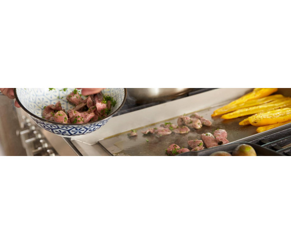 Met de teppanyaki bakplaat kunt u perfect uw vlees, vis, groente e.d. bereiden