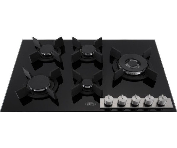 Boretti BGKN75 inbouw gas kookplaat - gas-op-glas - 75 cm. breed