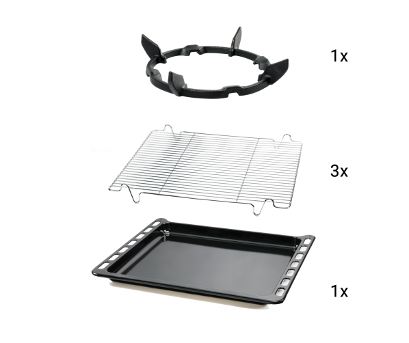Bij de Boretti CFBG901ZW/2 worden diverse accessoires meegeleverd.