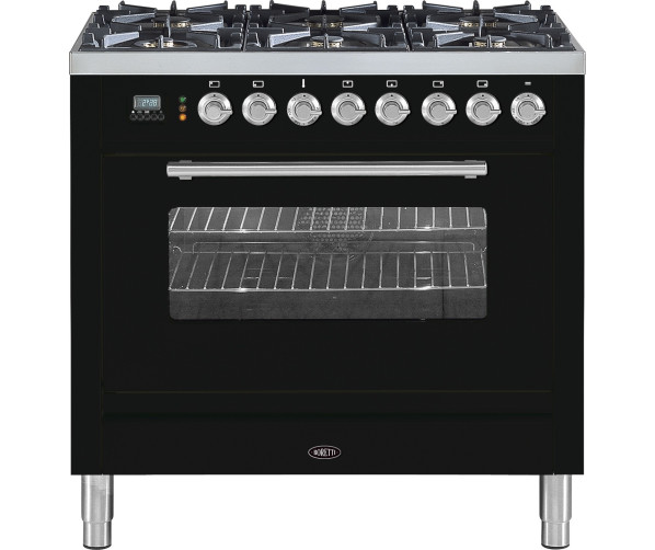 Boretti VP96ZW DF Dual Fuel fornuis in de kleur zwart