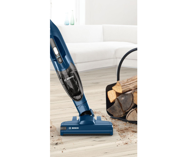 Bosch BCHF216S blauwe 2-in-1 steel-/kruimelzuiger / stofzuiger