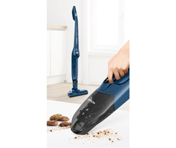 Bosch BCHF216S blauwe 2-in-1 steel-/kruimelzuiger / stofzuiger
