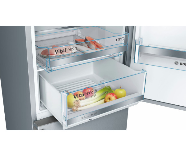 Bosch KGE36EICP rvs koelkast - 186 cm. hoog