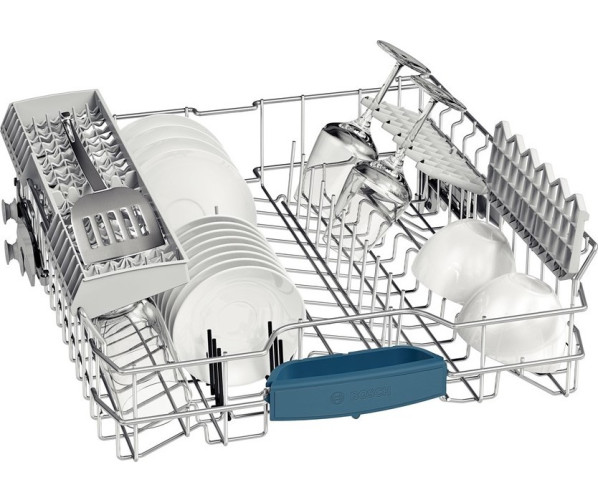 De bovenkorf van de Bosch SMV84L10EU inbouw vaatwasser met neerklapbare steunen