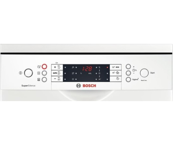 De Bosch SPS69T32EU smalle vaatwasser beschikt over een digitaal bedieningspaneel op de deur