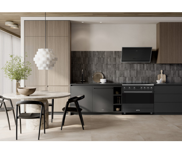 Smeg KV394MB schuine anti-hoofdstoot afzuigkap - zwart