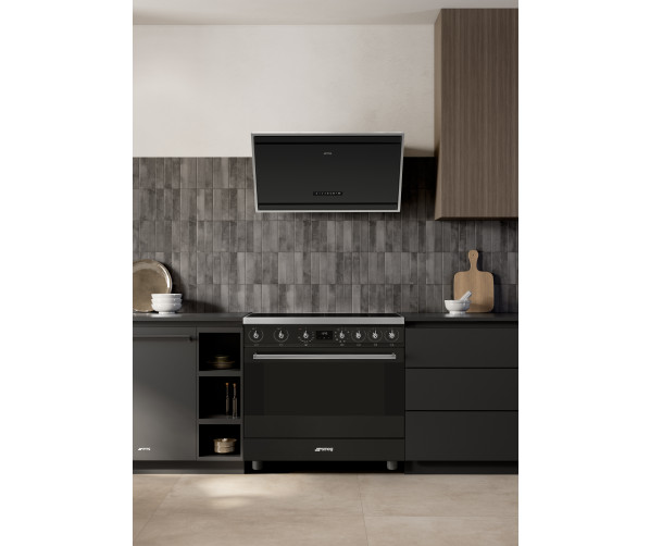 Smeg KV394MB schuine anti-hoofdstoot afzuigkap - zwart