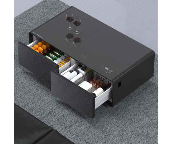 CASO Sound & Cool Zwart salon tafel met koellades, speakers en draadloos opladen telefoon