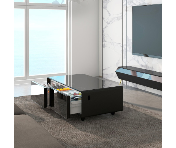 CASO Sound & Cool Zwart salon tafel met koellades, speakers en draadloos opladen telefoon