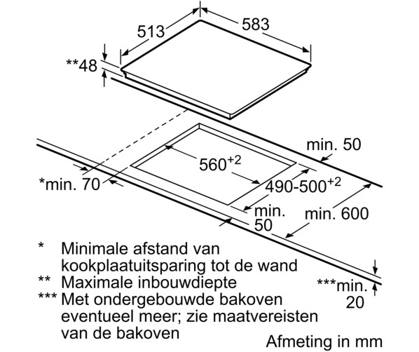 Maattekening Constructa CA323352 keramische kookplaat