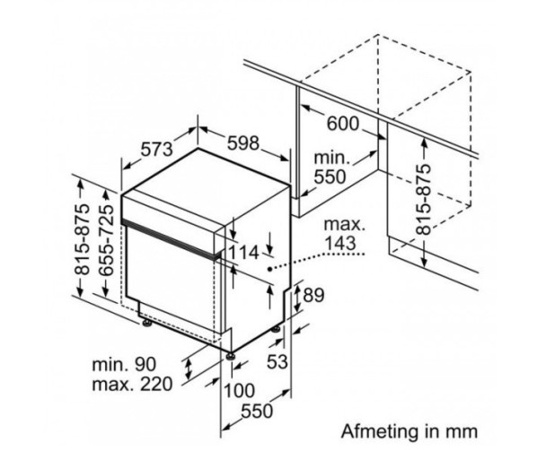 Maattekening Constructa CG4A50J5 vaatwasser