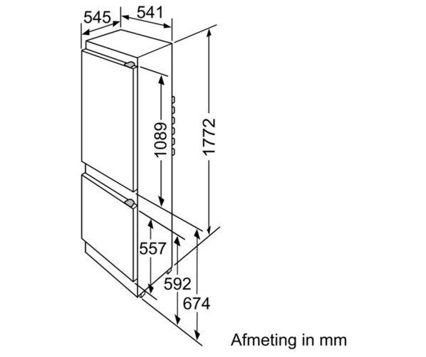 Maattekening Constructa CK65743 inbouw koelkast