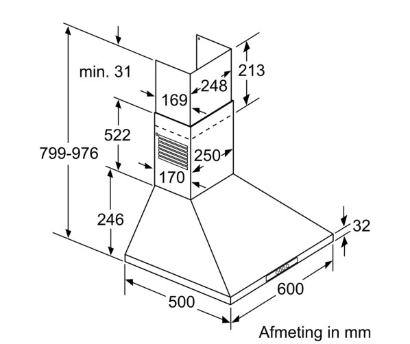 Maattekening Constructa CD616251 afzuigkap