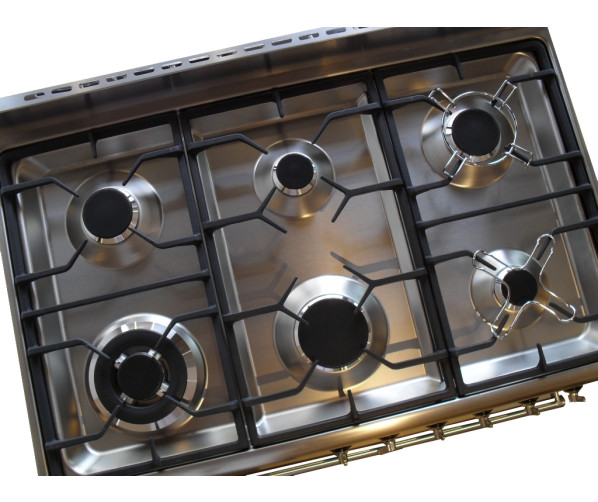 De DS96MFX7 is een 6-pits fornuis met wokbrander / superbrander linksvoor