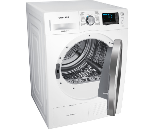 De DV90F5E6HGW is voorzien van een chromen deur en bijpassende knop