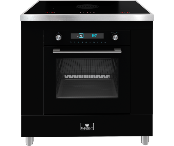 Elementi di Cucina IK9024-ZW-IX fornuis met afzuiging - hoogglans zwart