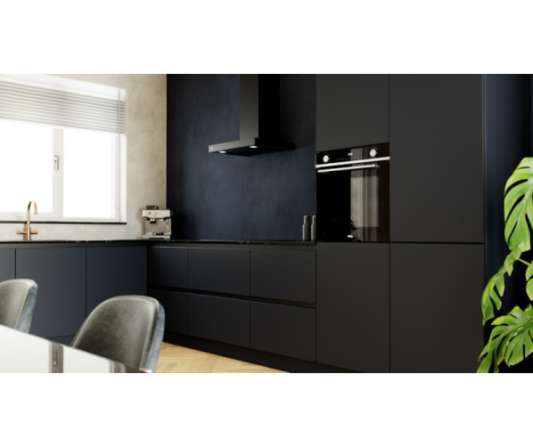 Etna AB260ZT strakke wand afzuigkap - zwart - 60 cm.