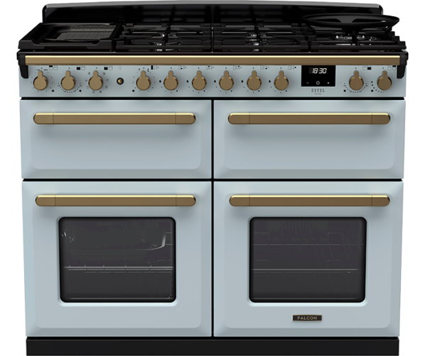 Misty Blue fornuis met sudderfunctie, dubbele ovens en grill