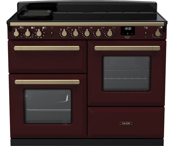 Luxe Estel 110 fornuis in bordeaux, met multifunctionele oven en grill
