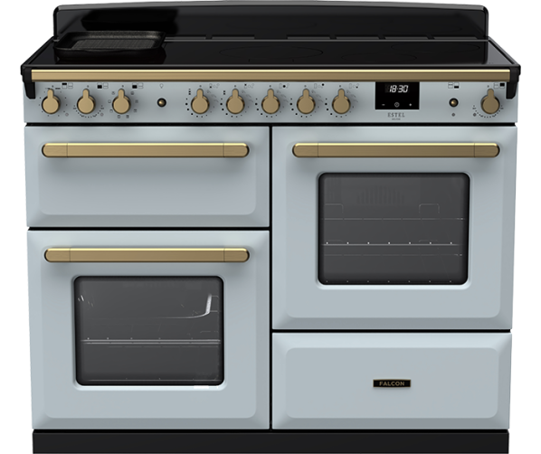 Falcon fornuis 110 cm inductie in Misty Blue met oven links, rechts en grill boven