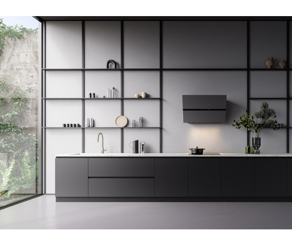 Falmec FUSION 85 zwarte wand afzuigkap - schuin design model