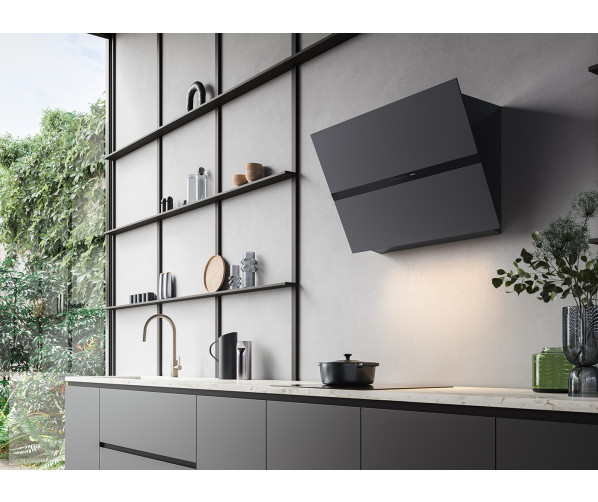 Falmec FUSION 85 zwarte wand afzuigkap - schuin design model