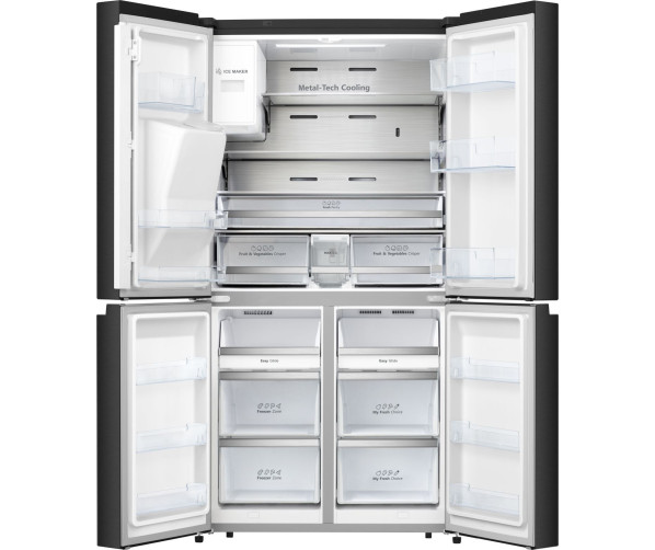 Hisense RQ760N4AFF side-by-side koelkast - 4-deurs - blacksteel-look
