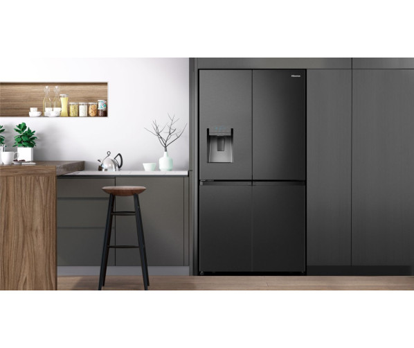 Hisense RQ760N4AFF side-by-side koelkast - 4-deurs - blacksteel-look