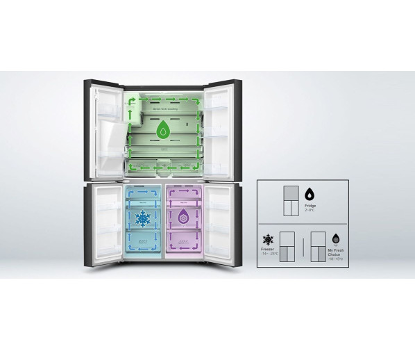 Hisense RQ760N4AFF side-by-side koelkast - 4-deurs - blacksteel-look