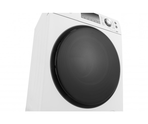 Fraai is het strakke design gecombineerd met de zwarte rond deur op de Hisense WFEH9014VA wasmachine