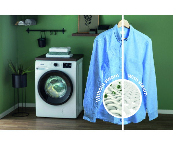 Hisense WFGE801439VMQ wasmachine met 1400 toeren en 8 kg.