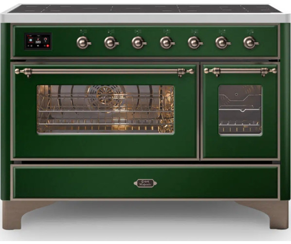 ILVE MI127NE3/EG inductiefornuis groen met bronzen handgrepen en details