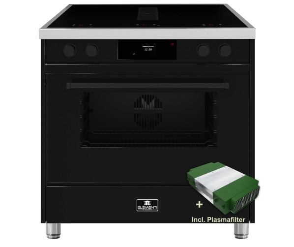 Elementi di Cucina IM9034-ZW-IX-B inductiefornuis met geïntegreerde afzuiging