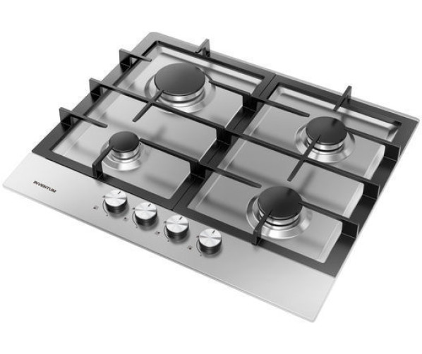 Fraai zijn de gietijzeren pandragers in combinatie met het strakke design van de Inventum IKG6023GRVS