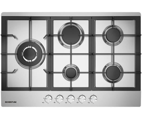 De Inventum IKG7523WGRVS is een 5-pits gaskookplaat met wokbrander links