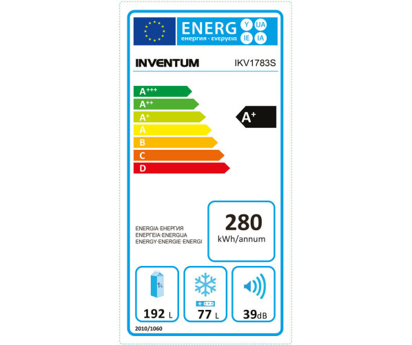 De IKV1783S beschikt over een zuinig energieklasse A+ label en heeft een gemiddeld verbruik van 280 kWh per jaar