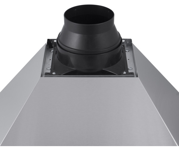 De Inventum AKS6011RVS heeft een afvoer van 120 of 150 mm. (naar keuze)