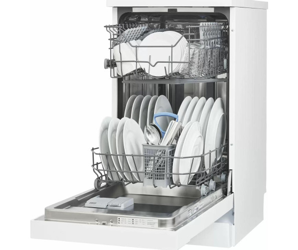 Het interieur van de Inventum VVW4523AW vaatwasser