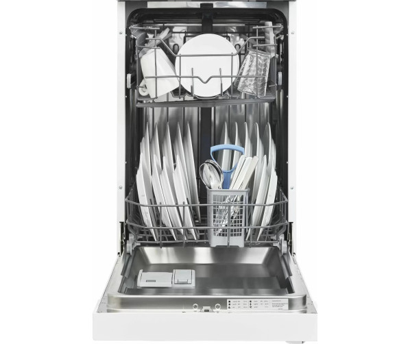 Het interieur van de Inventum VVW4523AW vaatwasser