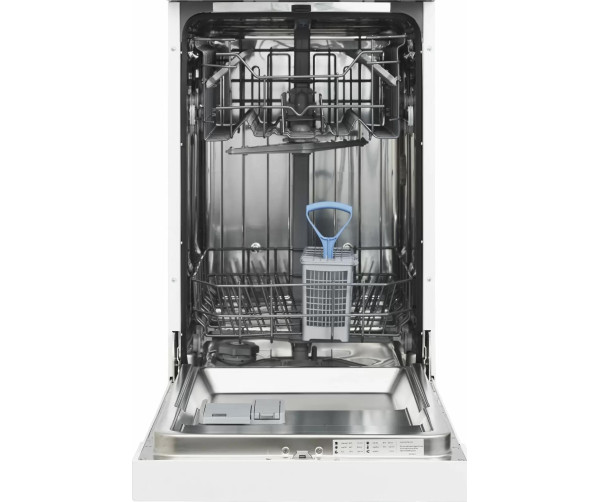 Het interieur van de Inventum VVW4523AW vaatwasser
