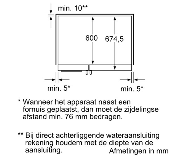 Maatschets van de SIEMENS amerikaanse koelkast type KA58NA75 restvrijstaal