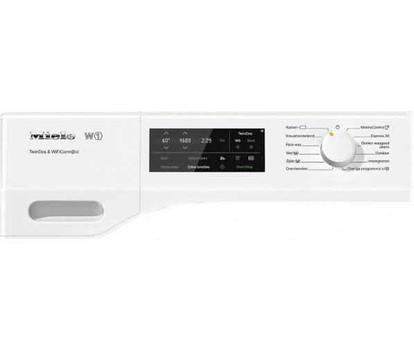 Het bedieningspaneel met touch-display op de Miele WCR870WPS wasmachine
