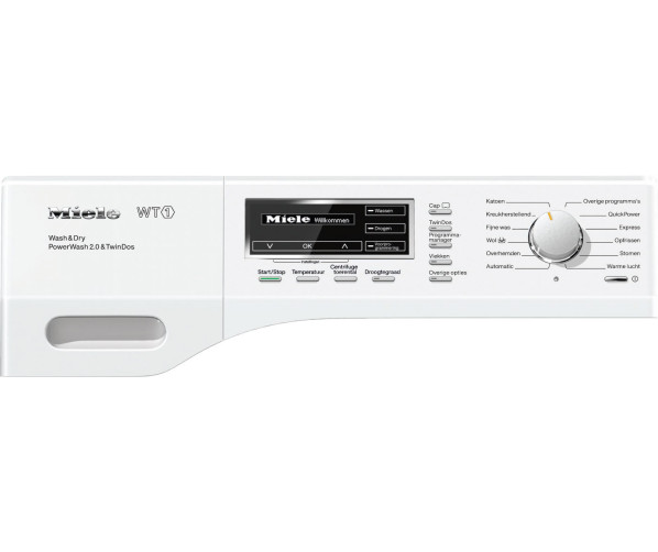 Bedieningspaneel van de Miele WTH 130 WPM was/droogcombinatie