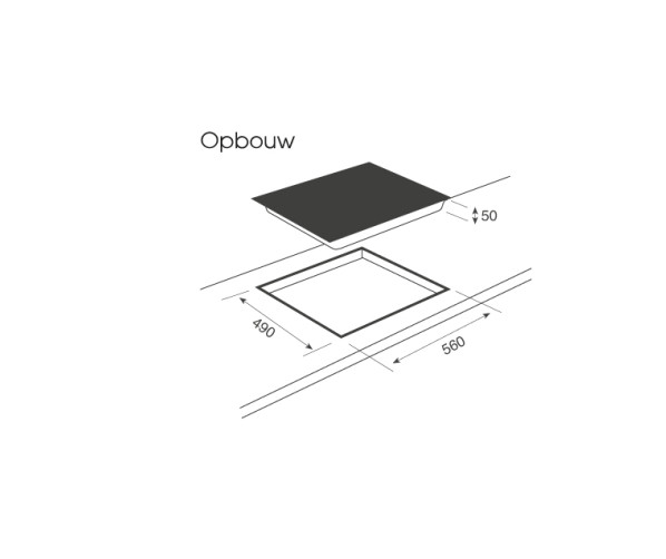Maattekening O+F inductie kookplaat CRF 604 04