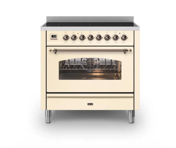 Ilve PI09NE3/AW fornuis inductie antiek wit - 90 cm. breed
